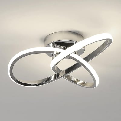 Haobosic - Moderne LED-plafondlamp, 30W, chroom, bloemvorm, natuurlijk wit licht 4500K