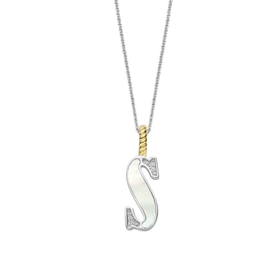 TI SENTO Dames Hanger - 925 zilver - Letter S - Parelmoer - 6840MW_S