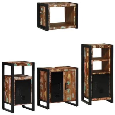 vidaXL Badkamermeubel Set met lade 4 pcs Massief Gerecycleerd Hout