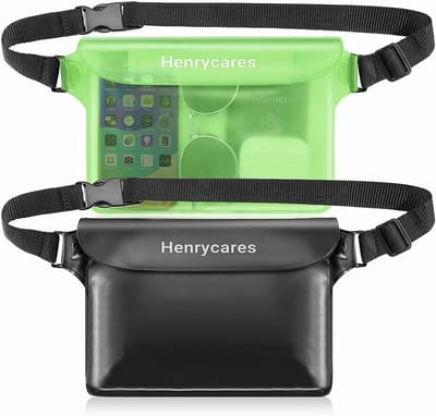 Thijox - Waterdichte Pouch Bag Zwart + Kristal Groen, 100% Waterdichte Zak voor Camping, Strand, Outdoor Avonturen, Premium PVC Materiaal, IPX8 Besche