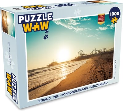 Puzzel Strand - Zee - Zonsondergang - Reuzenrad - Legpuzzel - Puzzel 1000 stukjes volwassenen