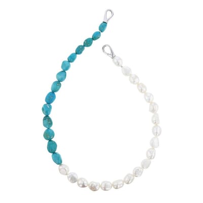 Luna-Pearls - 216.0968 - Collier - Dames - 925 zilver - Zoetwater gekweekte parel 10-11 mm - Turkoois - 45 cm
