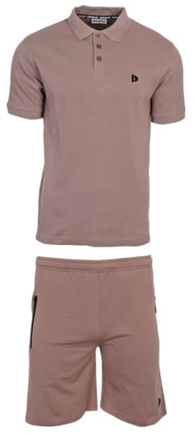 Donnay - Zomerset (Kevin) - Polo/Joggingshort - Heren - Taupe grey (068)- maat S