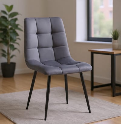 Serena Luxe Fluweel Eetkamerstoelen Set van 4 – Grijs – Zachte Velvet Bekleding – Comfortabele Gevoerde Zitting – Modern Design Stoelen voor Eetkamer & Keuken – Casa Serena – Afmetingen op aanvraag...