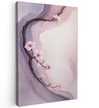 Canvas schilderij - Sakura Study - 90x60 cm - Abstracte kunst - Huis decoratie woonkamer - Keuken muur schilderijen - Wanddecoratie accessoires - Kamer interieur natuur