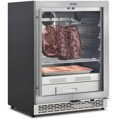 VEVOR 45 kg Droogkoelkast voor vlees voor steaks, koelkast voor vleesrijping met nauwkeurige temperatuur- en vochtigheidsregeling, machine voor het rijpen van rundvlees voor thuiskeukens, restaurants en hotels