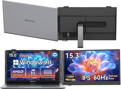 Blackview AceBook 6 Laptop 15,6 inch Full HD - 16 GB RAM - 256 GB SSD AMD Ryzen 5 3500U + SCM8 15,3" Draagbare Monitor Combinatiepakket, FHD+ IPS Scherm, 100% sRGB, Dual-band WiFi, Plug & Play, (Grijs)