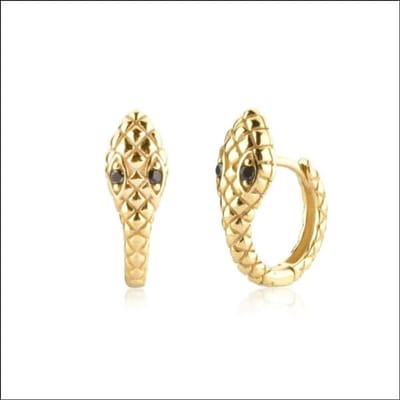 Aramat Jewels | Oorringen | 925 Zilveren Slangen Oorringen 10mm met Zirkonia - Snake Hoops | Goudkleurig / Zwart | |4mm | Zilver | Kinderen, Volwassenen | Verkleurd niet