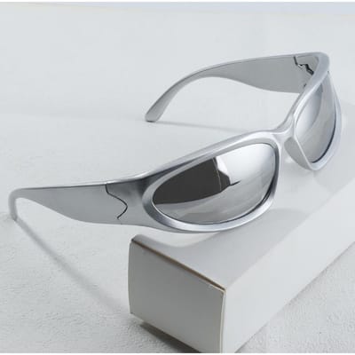 Y2K Stijl Zilveren Bril met Onregelmatig Montuur Perfect voor Concerten Feesten en Cadeaus Trendy Accessoire gray