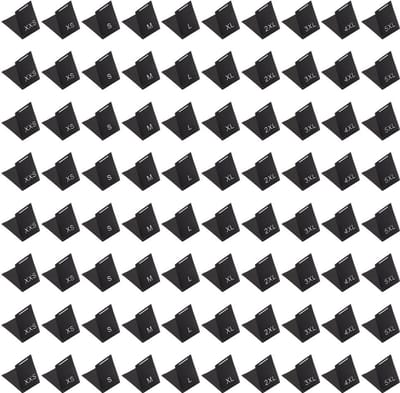 Dailygoods- Maatetiketten 500 stuks - Kledinglabels voor op te strijken - Geweven kledingetiketten - Polyester - Duidelijke maataanduiding XXS/5XL - Slijtvast en wasbaar