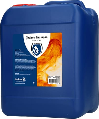 Excellent Jodium Shampoo - Zuiveren en reinigen van de behaarde vacht en onderliggende huiddelen - dieren - 5 Liter