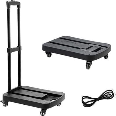 Inklapbare steekwagen plateauwagen met 4 wielen - transportwagen handwagen voor bagage - inklapbaar voor winkelen en tuin