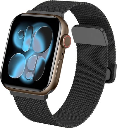 Milanese Horlogeband Geschikt voor Apple Watch 42/44/46 mm Bandje Milanees - Polsbandje Met Magneetsluiting Geschikt voor Apple Watch 42/44/46 mm Bandje Milanees - Zwart
