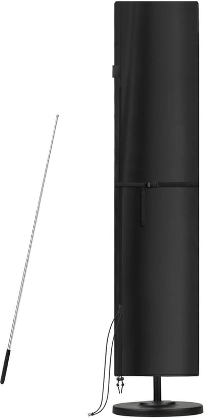 Dailygoody - Overtrek en parasols van 3 m tot 5 m - Waterdichte bescherming - Zwart - Telescoopstang - Geschikt voor tuin en terras