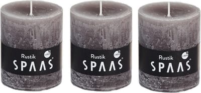 3x Taupe rustieke cilinderkaarsen/stompkaarsen 7 x 8 cm 30 branduren - Geurloze kaarsen - Woondecoraties