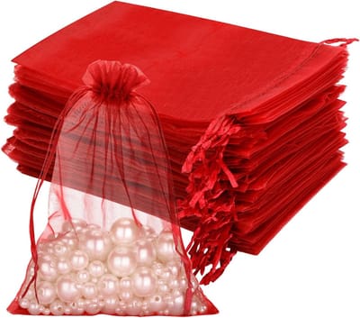 Organza geschenkzakjes 13x18 CM - 100 stuks, doorzichtig, wijnrood, voor bruiloft en verjaardag