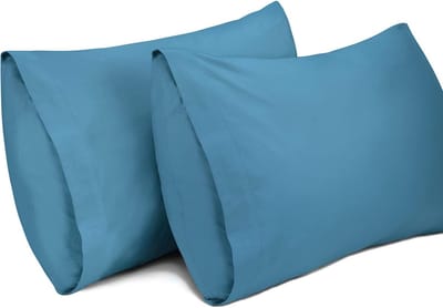 Famanu - Kussenslopen 50x70 cm blauw 2 stuks, 100% katoen ademend, zachte hoofdkussenhoezen, wasbaar voor slaapkamer