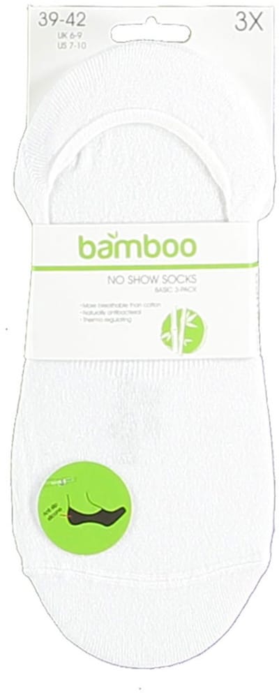 Apollo - 6-Pack - Bamboe Footies - Badstof Voetbed - Hypoallergeen - Heren / Dames - wit - 39-42 - 121476000