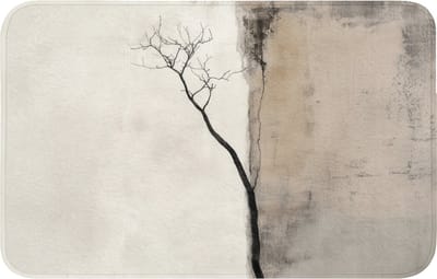 Badmat 80x50 cm - Antislip - Wabi sabi - Plant - Beige - Badmatten voor badkamer - Badkamermat - Douchemat - Badkamer mat