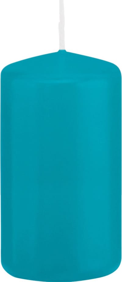 Trend Candles Cilinderkaars/stompkaars - turquoise - 6 x 12 cm - 40 branduren - met brandvertragende folie