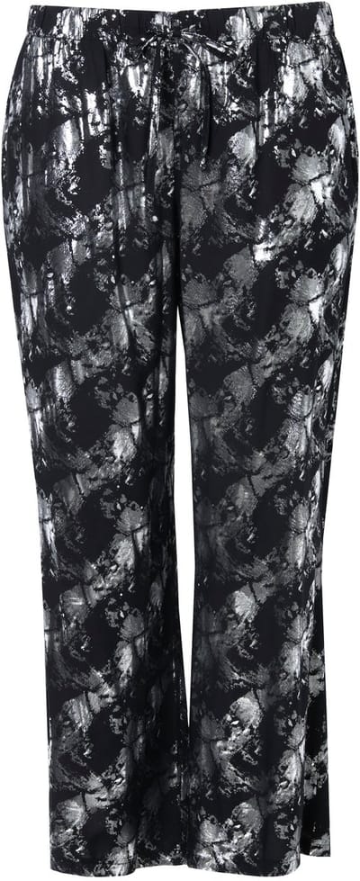 Angel of Style - Dames - Broek rechte pijpen metallic-print - Zwart - Maat 42