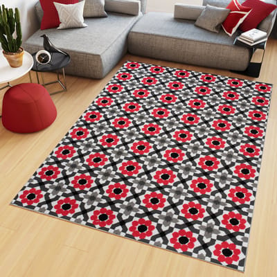 Tapiso Maya Vloerkleed Rood Slaapkamer Gebloemd Tapijten Maat- 120x170