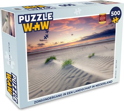 Puzzel Zonsondergang in een landschap in Nederland - Legpuzzel - Puzzel 500 stukjes