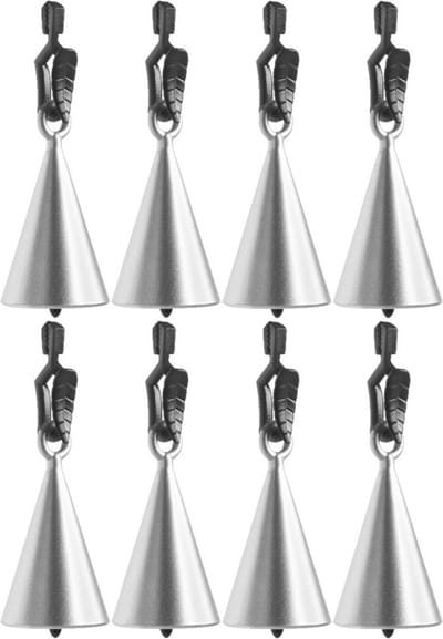 Patifix Tafelkleedgewichtjes - 8x - zilveren kegels - Tafelkleedhangers - Tafelzeilgewichtjes