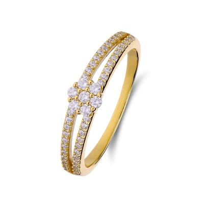 Lucardi Dames Zilveren goldplated ring met zirkonia voor dames - Ring - 925 Zilver - Goudkleurig - 15.50 / 49 mm