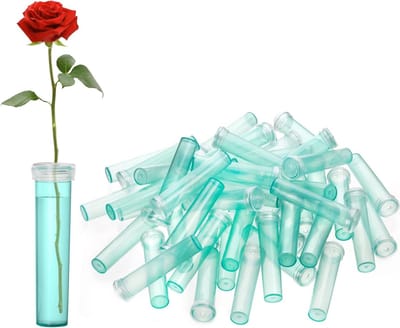 100 Stuks 2.8 Inch Doorzichtige Plastic Water Tubes voor Bloemen - Water Vialen met Rubber Deksel voor Verse Rozen en Bloemstukken