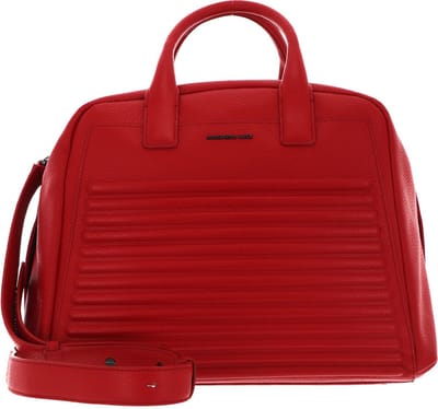 MANDARINA DUCK Leren Handtas Schoudertas I-Con Tote Flame Scarlet Rood