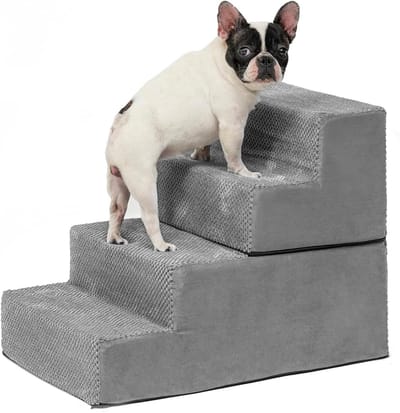 hondentrap voor bed, bank, schuim met hoge dichtheid, wasbaar, huisdiertrap voor honden en katten, ‎ 61 x 39 x 47 cm
