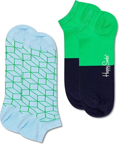 Happy Socks unisex 2P sneakersokken filled optic multi