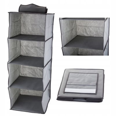 Kledingkast organizer met hangplank en 3 planken - ideaal voor elke kledingkast - 30x30x60cm - Stof vrij - Makkelijk inklapbaar - Organizer - Opberger - Ademend materiaal - Vochtbestendig