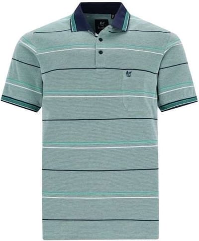 Hajo - Poloshirt Piqué - heren- groen gestreept - maat L