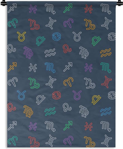 Wandkleed - Wanddoek - Zodiac - Patroon - Astrologie - 90x120 cm - Wandtapijt