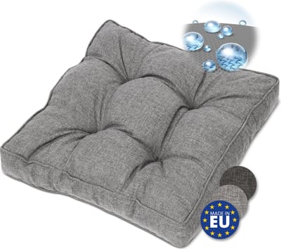 Beautissu BeauFlair – Outdoor Lounge Zitkussen 50x50cm – Tuinkussen 10cm dik – Hoes Vuil & Waterafstotend – Lichtgrijs