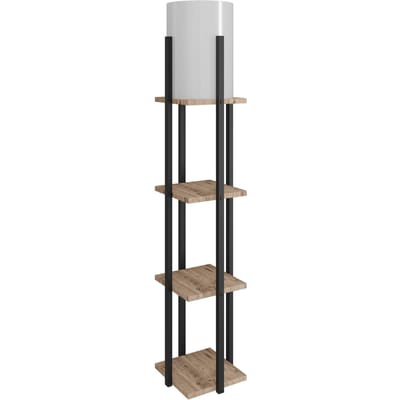 Verlichting - Vloerlamp Lotta in Natuurlijk Zwart Spaanplaat - Afmetingen 21x21x135cm - Ideaal voor Sfeervolle Verlichting