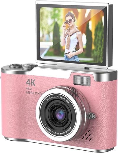 Digitale camera - 4K camera - 48MP - Flip screen - Selfiecamera - 8x zoom - 32GB geheugenkaart - Vlogcamera - Digitale camera kinderen - Kinderen - Volwassenen - Roze