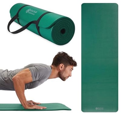 Dikke yogamat en fitnessmat met draagriem - 182 cm x 61 cm en 1,5 cm dik