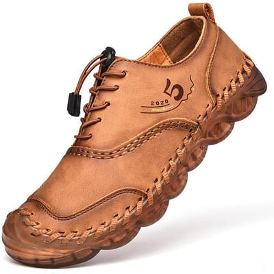 Lente en Herfst Heren Business Casual Schoenen Ademende Leren Schoenen Comfortabele Handgemaakte Rijschoenen Veelzijdige Schoenen 46 bruin