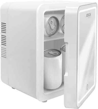 Mini Koelkast met LED-Spiegel – Koud & Warm - Verwijderbare Plank – 4L Capaciteit, 3 Lichtintensiteiten - Wit