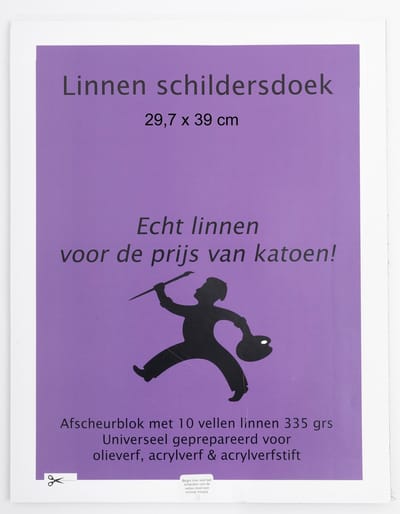 Linnen schildersdoek, blok met 10 vel 29,7 x 39 cm. Echt linnen voor de prijs van katoen!