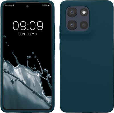 kwmobile telefoonhoesje geschikt voor Motorola Moto G86 5G - Hoesje met siliconen coating - Smartphone case in mat petrol