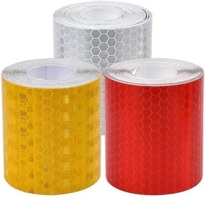 3 rollen zelfklevende waterdichte reflecterende band voor buiten - Rood Geel Wit - 5 cm x 3 m - Geschikt voor voertuigen, helmen en kleding