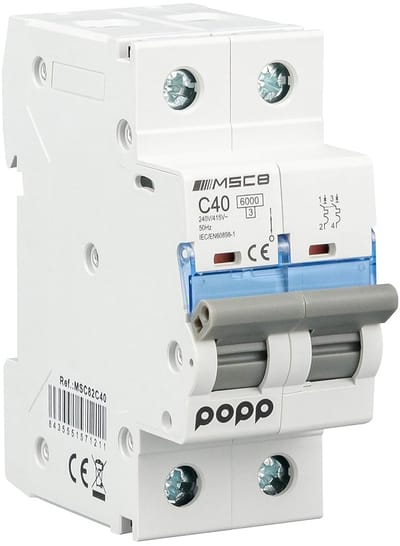 Magnetische Schakelaar - Automatisering Schakelaar - Installatie Beveiliging - Type C Curve - 40 Ampère - Grijs