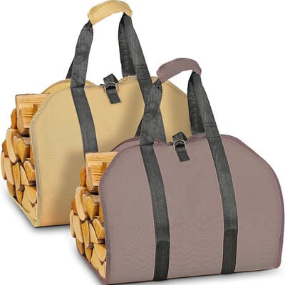 Heavy Duty Houtdrager 2-pack voor Brandhout - Oxford Log Tote met Handvat voor Binnen en Buiten