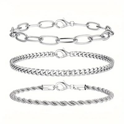 Bovista Armband - Staal - Nep Zilver - Dames - 3 St - Zilver A