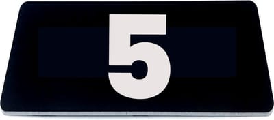 Nummerplaatje 5 - 80 x 50 x 1,6 mm - Zwart/wit - incl. 3M-tape | Nummerbordje - Deur en kamernummer - brievenbusnummers - Gratis verzending - 5 jaar garantie