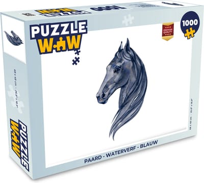 Puzzel Paard - Waterverf - Blauw - Meisjes - Kinderen - Meiden - Legpuzzel - Puzzel 1000 stukjes volwassenen